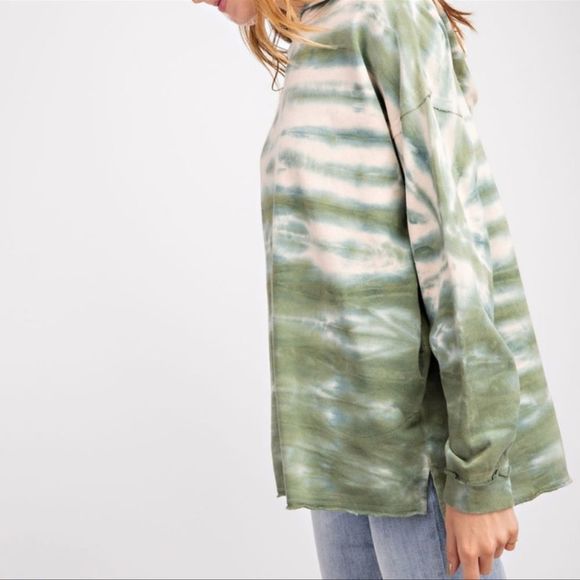 NWT Faded Olive Long Sleeve Oversized Terry Hoodie - Picture 3 of 7